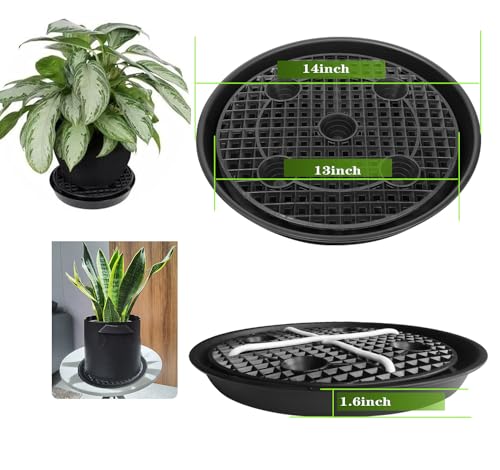 Plastic Plant Saucer Stand,4-Pack 14 inch, Elevated Plant Saucer Self-Watering Fabric Pot Base, Use Nonwoven Grow Bags, Plant Saucers Flower Pot... Plastic Plant Saucer Stand,4-Pack 14 inch, Elevated Plant Saucer Self-Watering Fabric Pot Base, Use Nonwoven Grow Bags, Plant Saucers Flower Pot...