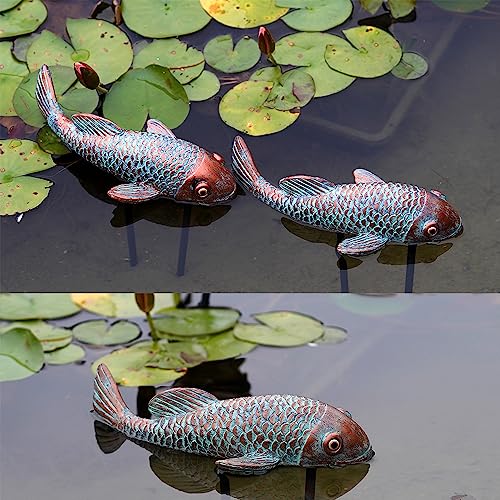 Set of 2 Antique Koi Fish Statue, Outdoor Garden Sculpture for Patio, Backyard, Pond, and Home Decor Set of 2 Antique Koi Fish Statue, Outdoor Garden Sculpture for Patio, Backyard, Pond, and Home Decor