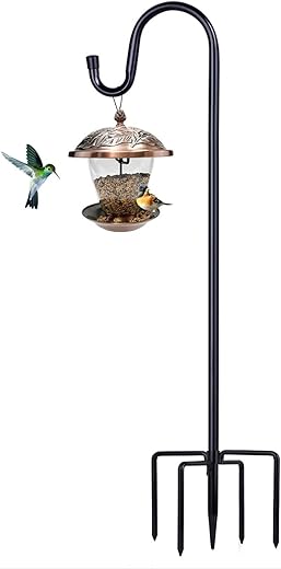 Shepherd Hooks for Outdoor, 1 Pack 62 Inch Bird Feeder Pole with 5 Prongs Base for Hanging Lantern, Hummingbird Feeder, Lightweight Plant,... Shepherd Hooks for Outdoor, 1 Pack 62 Inch Bird Feeder Pole with 5 Prongs Base for Hanging Lantern, Hummingbird Feeder, Lightweight Plant,...