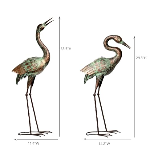 Shorayn Garden Crane Statues, Blue Heron Sculptures for Outdoor, Cranes Decor Metal Bird, Patina Garden Art Lawn Ornaments for Yard Patio Porch... Shorayn Garden Crane Statues, Blue Heron Sculptures for Outdoor, Cranes Decor Metal Bird, Patina Garden Art Lawn Ornaments for Yard Patio Porch...