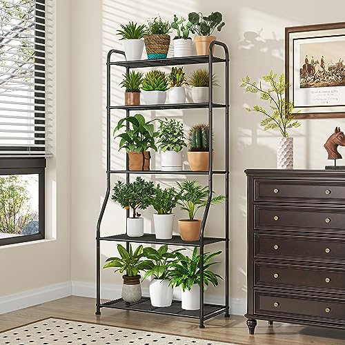 Simple Trending Plant Stand 5-Tier Plant Shelf for Indoor Outdoor, Waterproof Metal Tall Plant Stand for Living Room Bathroom Balcony Garden, Black Simple Trending Plant Stand 5-Tier Plant Shelf for Indoor Outdoor, Waterproof Metal Tall Plant Stand for Living Room Bathroom Balcony Garden, Black