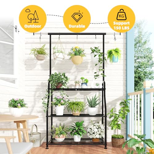 Simple Trending Plant Stand Indoor Outdoor, Heavy Duty Metal 3 Tiered Hanging Plant Shelf for Multiple Flower Planter Holder Tall Large Rack for... Simple Trending Plant Stand Indoor Outdoor, Heavy Duty Metal 3 Tiered Hanging Plant Shelf for Multiple Flower Planter Holder Tall Large Rack for...