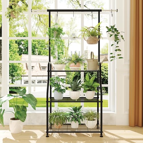 Simple Trending Plant Stand Indoor Outdoor, Heavy Duty Metal 3 Tiered Hanging Plant Shelf for Multiple Flower Planter Holder Tall Large Rack for... Simple Trending Plant Stand Indoor Outdoor, Heavy Duty Metal 3 Tiered Hanging Plant Shelf for Multiple Flower Planter Holder Tall Large Rack for...