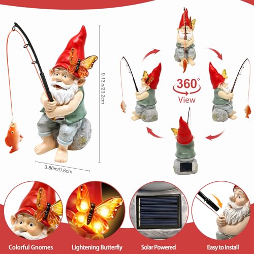 Solar Garden Gnome Statues, Outdoor Fishing Gnome with Butterfly Solar Lights Waterproof, Birthday Gifts for Mom Women Mother's Day, Garden... Solar Garden Gnome Statues, Outdoor Fishing Gnome with Butterfly Solar Lights Waterproof, Birthday Gifts for Mom Women Mother's Day, Garden...