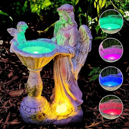 Solar Garden Statue Outdoor Decor, Angel Garden Figurine with Color Changing Light Waterproof Outdoor Statue Resin Sculpture Lawn Ornament for... Solar Garden Statue Outdoor Decor, Angel Garden Figurine with Color Changing Light Waterproof Outdoor Statue Resin Sculpture Lawn Ornament for...