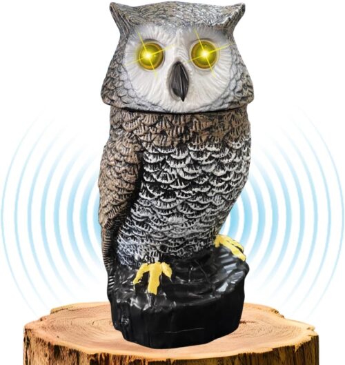 Solar Powered Garden Owl with Motion Detection, Rotating Head, Realistic Hoots and Silent Mode, Outdoor Statue and Sculpture, Owl Decoration for... Solar Powered Garden Owl with Motion Detection, Rotating Head, Realistic Hoots and Silent Mode, Outdoor Statue and Sculpture, Owl Decoration for...