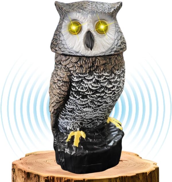 Solar Powered Garden Owl with Motion Detection, Rotating Head, Realistic Hoots and Silent Mode, Outdoor Statue and Sculpture, Owl Decoration for... Solar Powered Garden Owl with Motion Detection, Rotating Head, Realistic Hoots and Silent Mode, Outdoor Statue and Sculpture, Owl Decoration for...