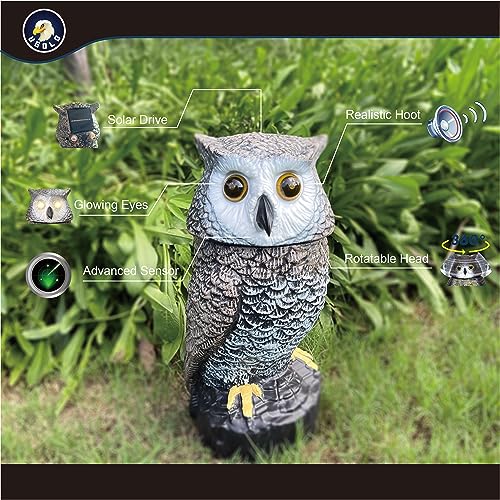 Solar Powered Garden Owl with Motion Detection, Rotating Head, Realistic Hoots and Silent Mode, Outdoor Statue and Sculpture, Owl Decoration for... Solar Powered Garden Owl with Motion Detection, Rotating Head, Realistic Hoots and Silent Mode, Outdoor Statue and Sculpture, Owl Decoration for...