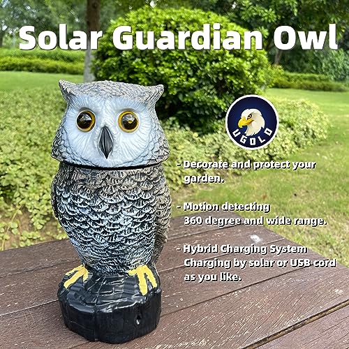 Solar Powered Garden Owl with Motion Detection, Rotating Head, Realistic Hoots and Silent Mode, Outdoor Statue and Sculpture, Owl Decoration for... Solar Powered Garden Owl with Motion Detection, Rotating Head, Realistic Hoots and Silent Mode, Outdoor Statue and Sculpture, Owl Decoration for...