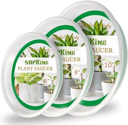SupKing 9 Pack Plant Saucers (6inch /8inch /10inch), Heavy Sturdy Plant Trays Pot Tray for Indoor Clear Plastic Flower Pot Saucers Thicker Plant...