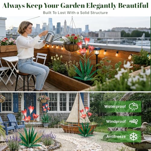 TOMBABY 32.28 Inch Metal Agave Plant Outdoor Decoration Lily Mexican Yard Art Garden Gift Home Decor Hand Painted Metal Agave Garden Yard Statue... TOMBABY 32.28 Inch Metal Agave Plant Outdoor Decoration Lily Mexican Yard Art Garden Gift Home Decor Hand Painted Metal Agave Garden Yard Statue...