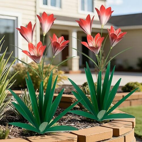 TOMBABY 32.28 Inch Metal Agave Plant Outdoor Decoration Lily Mexican Yard Art Garden Gift Home Decor Hand Painted Metal Agave Garden Yard Statue... TOMBABY 32.28 Inch Metal Agave Plant Outdoor Decoration Lily Mexican Yard Art Garden Gift Home Decor Hand Painted Metal Agave Garden Yard Statue...