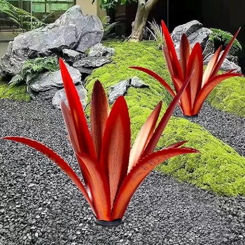 TOMBABY Enlarge Thickened Wind Resistant Metal Agave Garden Art Metal Plant Country Garden Sculpture Statue Outdoor Decoration Agave Metal Plant... TOMBABY Enlarge Thickened Wind Resistant Metal Agave Garden Art Metal Plant Country Garden Sculpture Statue Outdoor Decoration Agave Metal Plant...