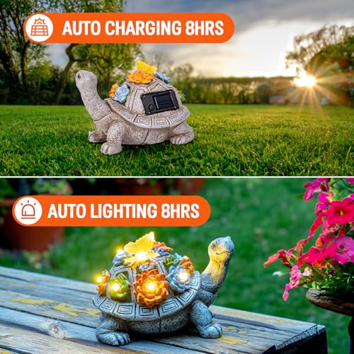 YDKOJGW Solar Garden Outdoor Statues with Succulent and 7 LED Lights - Lawn Decor Tortoise Statue for Patio, Balcony, Yard Ornament - Unique... YDKOJGW Solar Garden Outdoor Statues with Succulent and 7 LED Lights - Lawn Decor Tortoise Statue for Patio, Balcony, Yard Ornament - Unique...