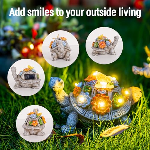 YDKOJGW Solar Garden Outdoor Statues with Succulent and 7 LED Lights - Lawn Decor Tortoise Statue for Patio, Balcony, Yard Ornament - Unique... YDKOJGW Solar Garden Outdoor Statues with Succulent and 7 LED Lights - Lawn Decor Tortoise Statue for Patio, Balcony, Yard Ornament - Unique...