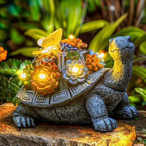 YDKOJGW Solar Garden Outdoor Statues with Succulent and 7 LED Lights - Lawn Decor Tortoise Statue for Patio, Balcony, Yard Ornament - Unique... YDKOJGW Solar Garden Outdoor Statues with Succulent and 7 LED Lights - Lawn Decor Tortoise Statue for Patio, Balcony, Yard Ornament - Unique...